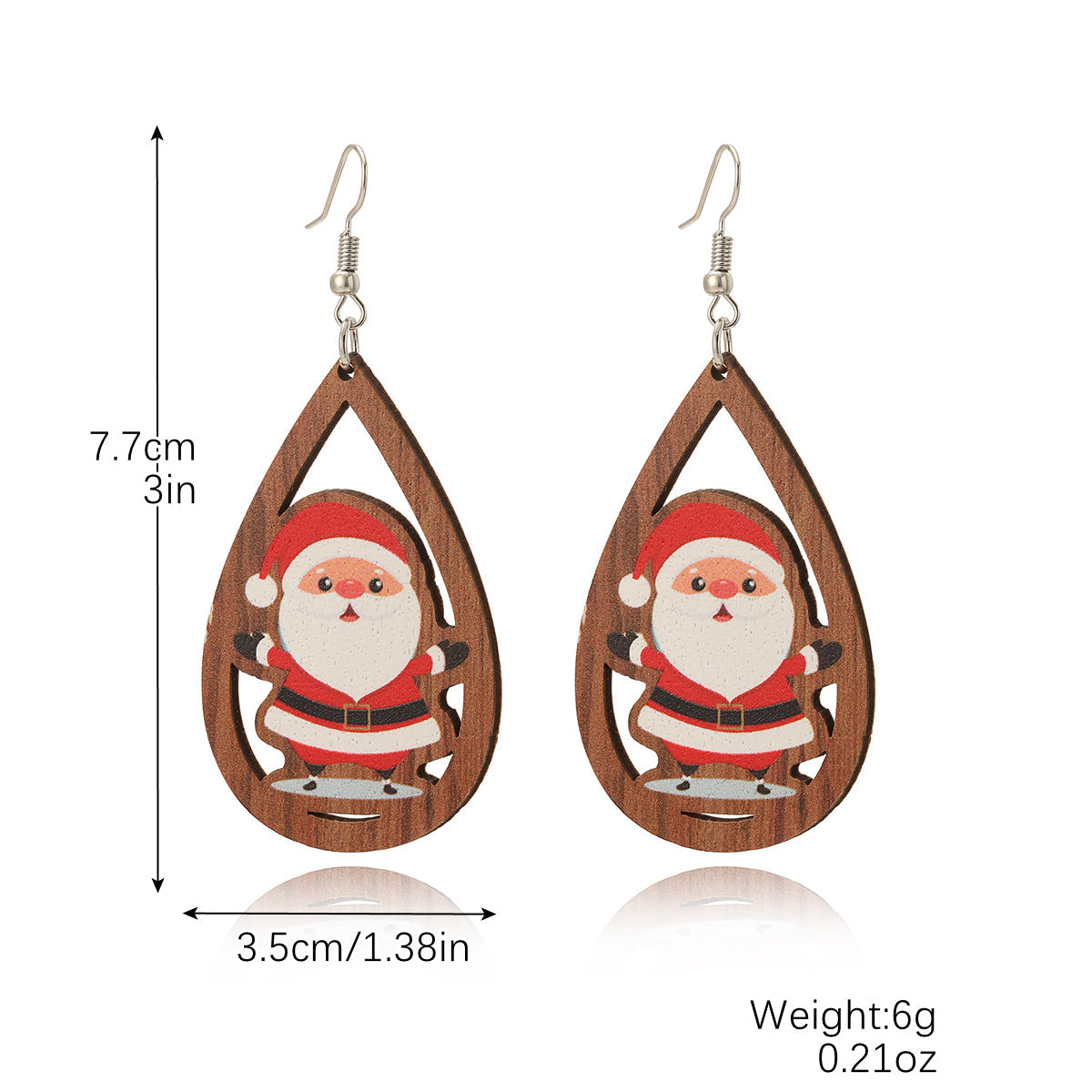 Wholesale Christmas Wood Snowflake Exaggerated Christmas Tree Earrings